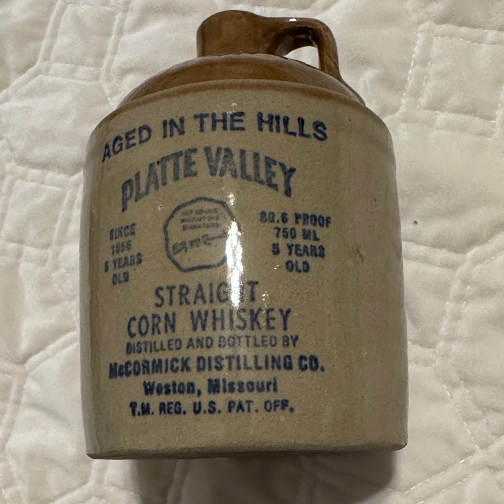 Vintage McCormick Platte Valley Straight Corn Whiskey Crock Jug
